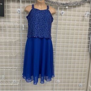 Romans Royal Blue Lace and Chiffon Dress.  Size 22